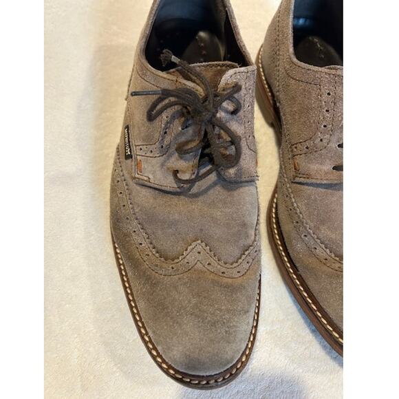 MEPHISTO Tan Light Brown Suede Wingtip Brogue Oxfords Dress Shoes Casual Men's 9 - Picture 10 of 12